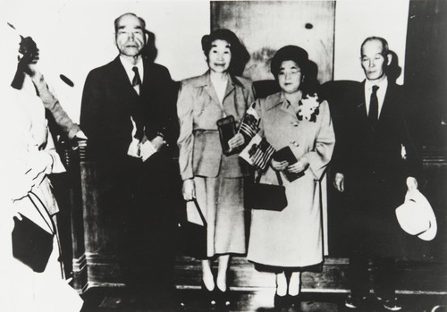 After becoming citizens of the United States. L-R: Mr. Tameji Eto, Mrs. Take Eto, Mrs. Toyo Hayashi