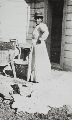 María Antonia Piña, daughter of María Solares, photographed while working as a laundress at the Old College Hotel, Santa Ynez : 1906