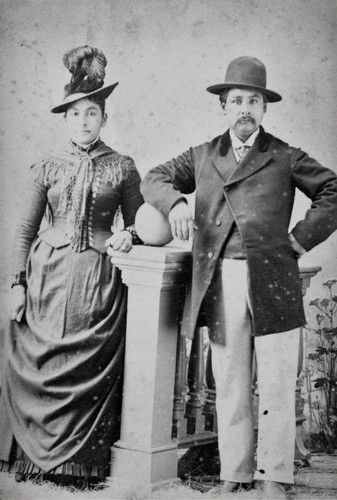 Francisca Ortega and Juan Barrios, both of half-Chumash ancestry, possibly their wedding portrait in 1888. J. C. Brewster photo