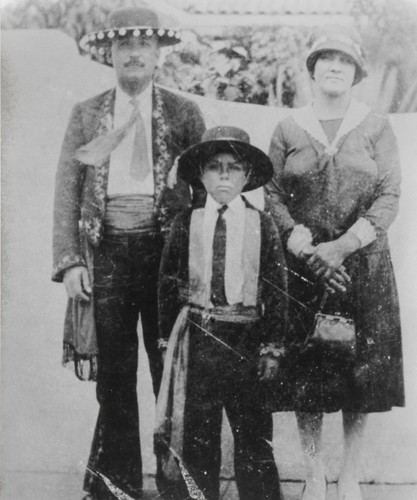 Josefina Shumaker (née Aguirre) with her husband, William Shumaker, and son, Johnny : ca. 1929