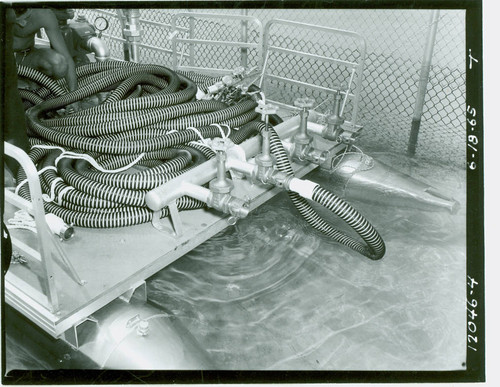 View of pool cleaning boat at Alondra Park