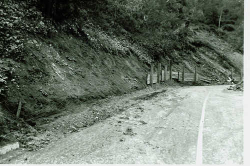 View of the hillside failure and reconstruction of the walking path at Hollywood Bowl