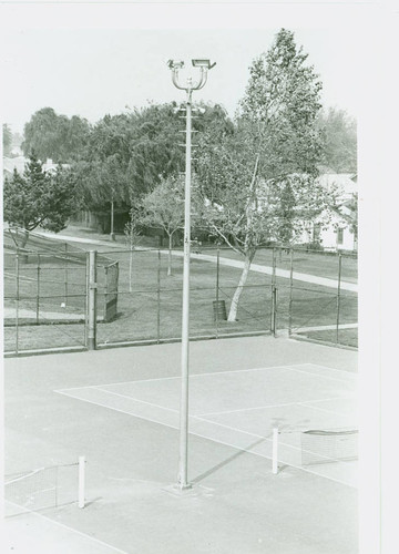 View of the tennis court lighting at Roosevelt Park