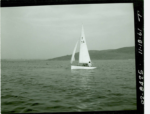 View of a sailboat at Frank G. Bonelli Regional Park