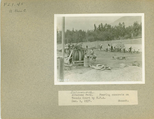 View of tennis court construction at Charles S. Farnsworth Park