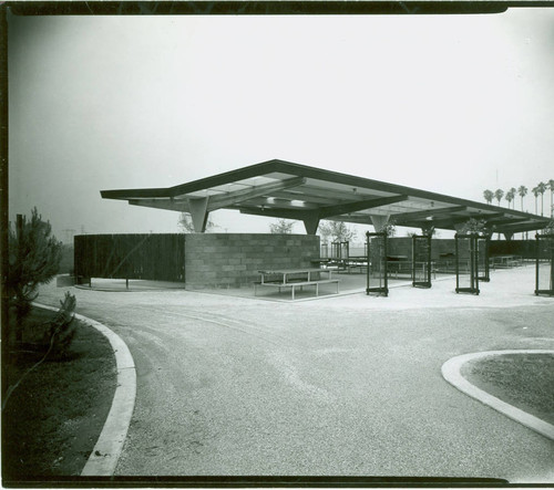 View of the picnic shelter at Whittier Narrows Recreation Area