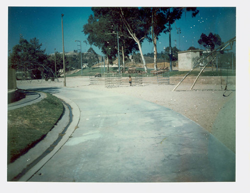 View of the walkway and playground at City Terrace Park