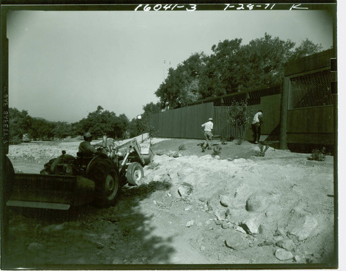 View of construction of the nature center at Placerita Canyon