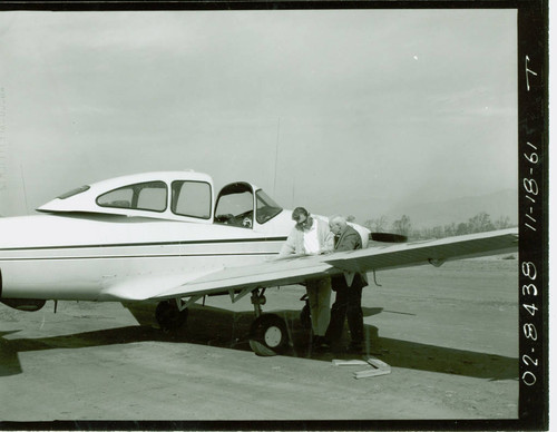 View of an airplane at Brackett Field Airport near Frank G. Bonelli Regional Park