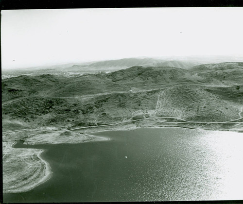 Aerial view of Puddingstone Lake at Frank G. Bonelli Regional Park