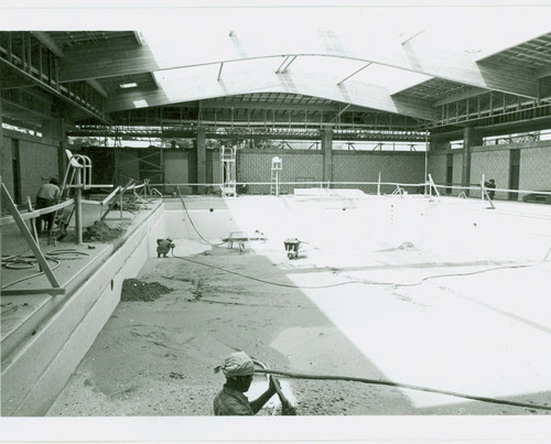 View of construction of the swimming pool enclosure at Roosevelt Park