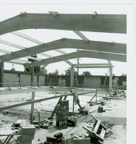 View of construction of the swimming pool enclosure at Roosevelt Park