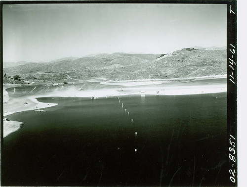 Aerial view of Puddingstone Lake at Frank G. Bonelli Regional Park