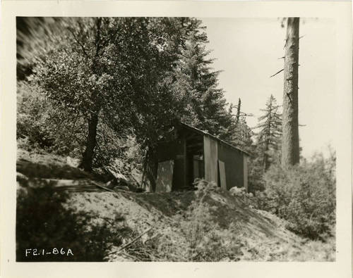 View of upper and lower toilets at Boy Scout Camp, Crystal Lake Park