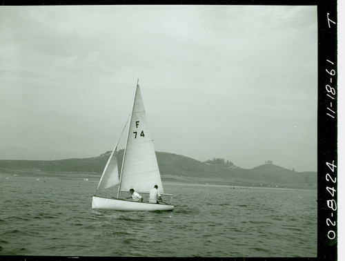 View of a sailboat at Frank G. Bonelli Regional Park
