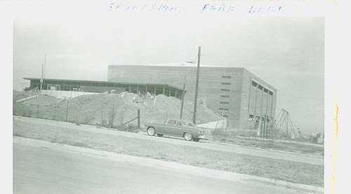 View of construction of the gymnasium at Jesse Owens Park