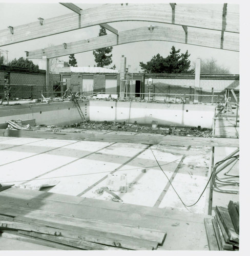 View of construction of the swimming pool enclosure at Roosevelt Park