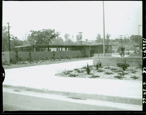 View of front landscaping and ommunity building at Obregon Park