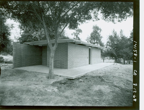 View of construction of the comfort station at Val Verde Park