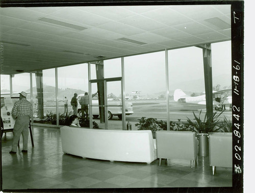 View of lobby at Brackett Field Airport near Frank G. Bonelli Regional Park