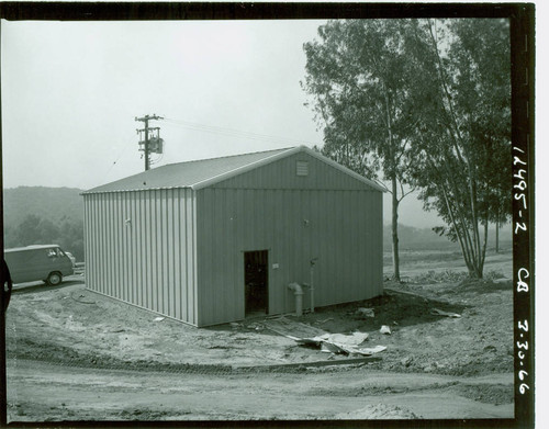 View of a maintenance shed at Marshall Canyon Golf Course