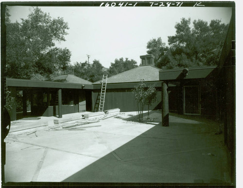 View of construction of the nature center at Placerita Canyon