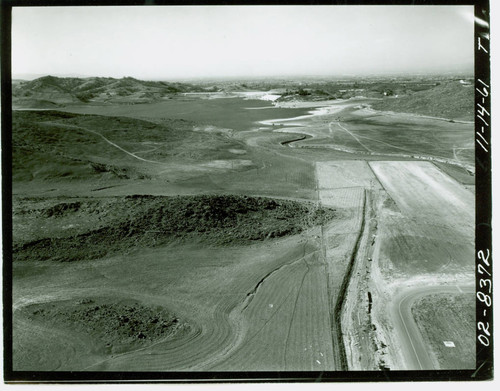 Aerial view of Puddingstone Lake and Frank G. Bonelli Regional Park