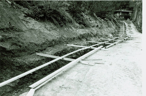 View of the reconstruction of the walking path at Hollywood Bowl