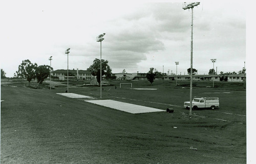 View of the field and field lighting at Belvedere Park