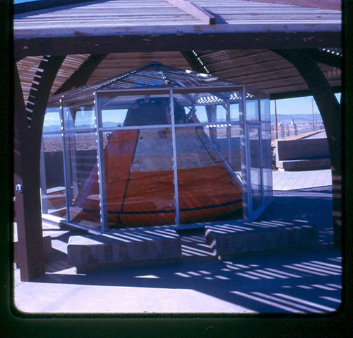 View of the Apollo scale model space capsule at Apollo Park