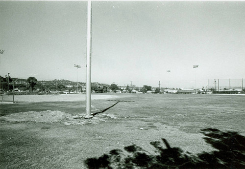 View of the athletic field and lighting at Belvedere Park