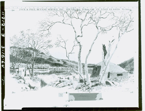 Image of illustration of camping at the lake