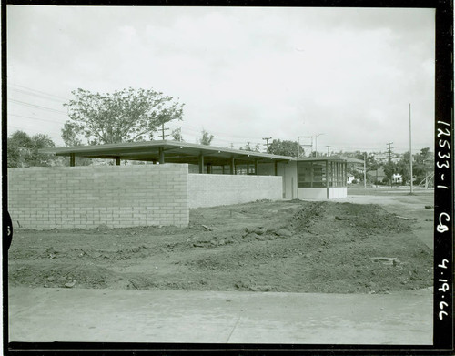 View of construction of the community building at Obregon Park