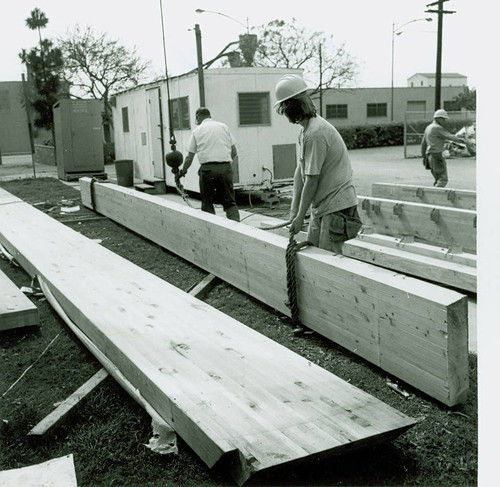 View of construction of the swimming pool enclosure at Roosevelt Park