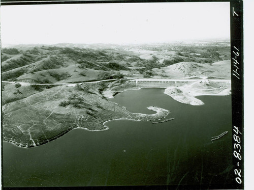 Aerial view of Puddingstone Lake at Frank G. Bonelli Regional Park