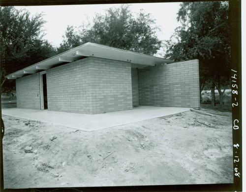 View of construction of the comfort station at Val Verde Park