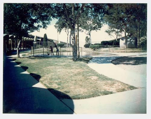 View of the water spray playground and sports dome at City Terrace Park