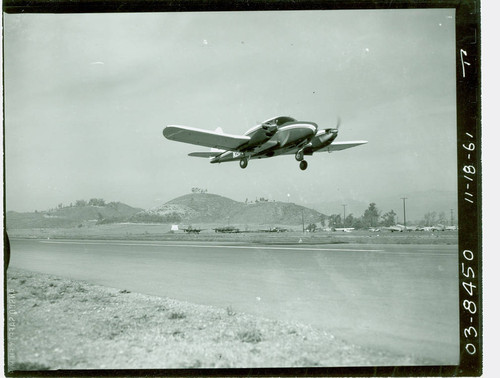 View of an airplane at Brackett Field Airport near Frank G. Bonelli Regional Park