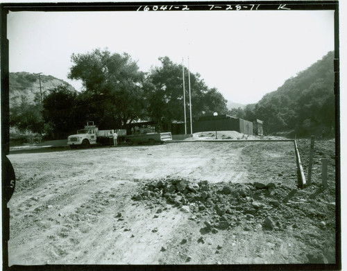 View of construction of the nature center at Placerita Canyon