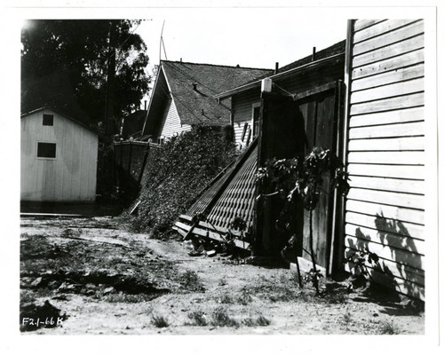 View of a blown down fence at Plummer Park