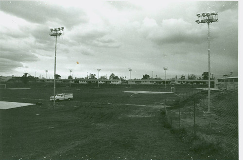 View of the field and field lighting at Belvedere Park