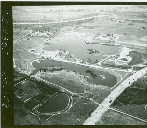 Aerial view of Legg Lake at Whittier Narrows Recreation Area