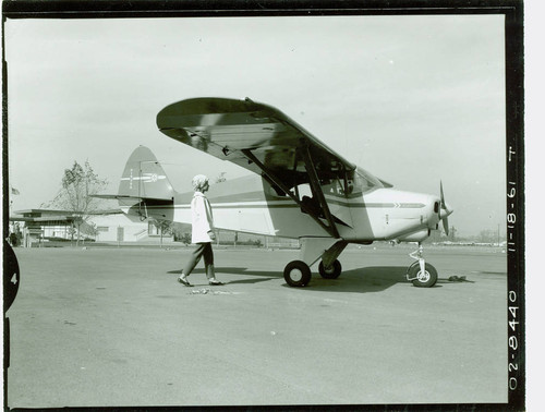 View of airplane at Brackett Field Airport near Frank G. Bonelli Regional Park