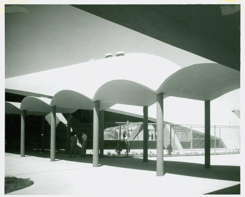 View of the covered walkway and sports dome at City Terrace park