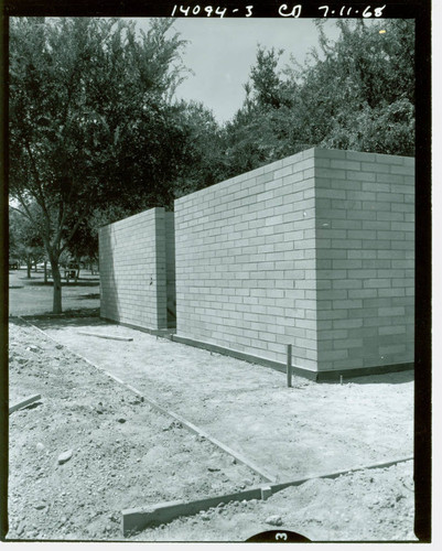 View of construction of the comfort station at Val Verde Park