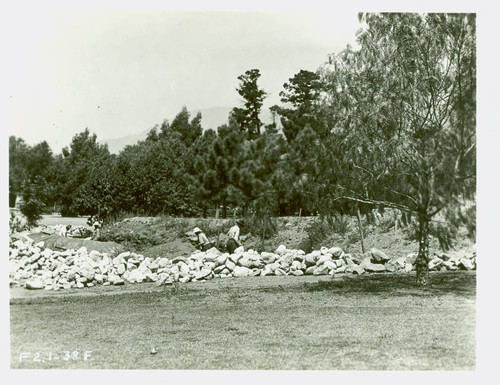 View of rock wall construction at Charles S. Farnsworth Park