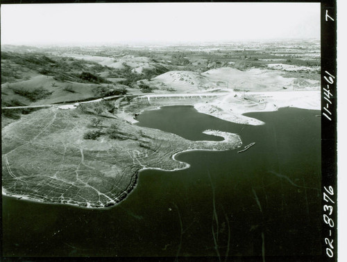Aerial view of Puddingstone Lake at Frank G. Bonelli Regional Park