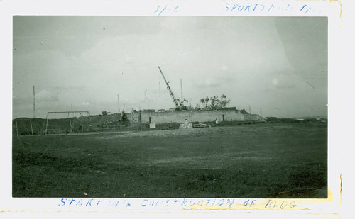 View of construction of the gymnasium at Jesse Owens Park