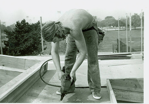 View of construction of the swimming pool enclosure at Roosevelt Park