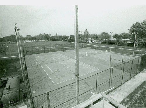 View of the tennis court lighting at Roosevelt Park